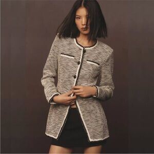 Anthropologie Avec Les Filles Tweed Blazer Jacket Size Small